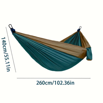Portable outdoor camping hammock, suitable for backpacking, beach, backyard, garden, hiking, all seasons.