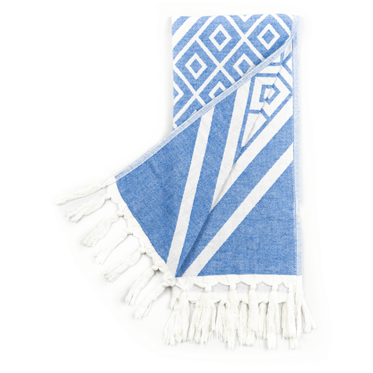 Turkish Towel | Hand Towel | Blue + White-0