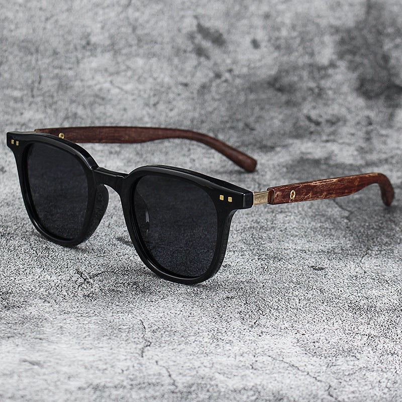 Retro Wood Grain Polarized Myopia Sunglasses UV Protection